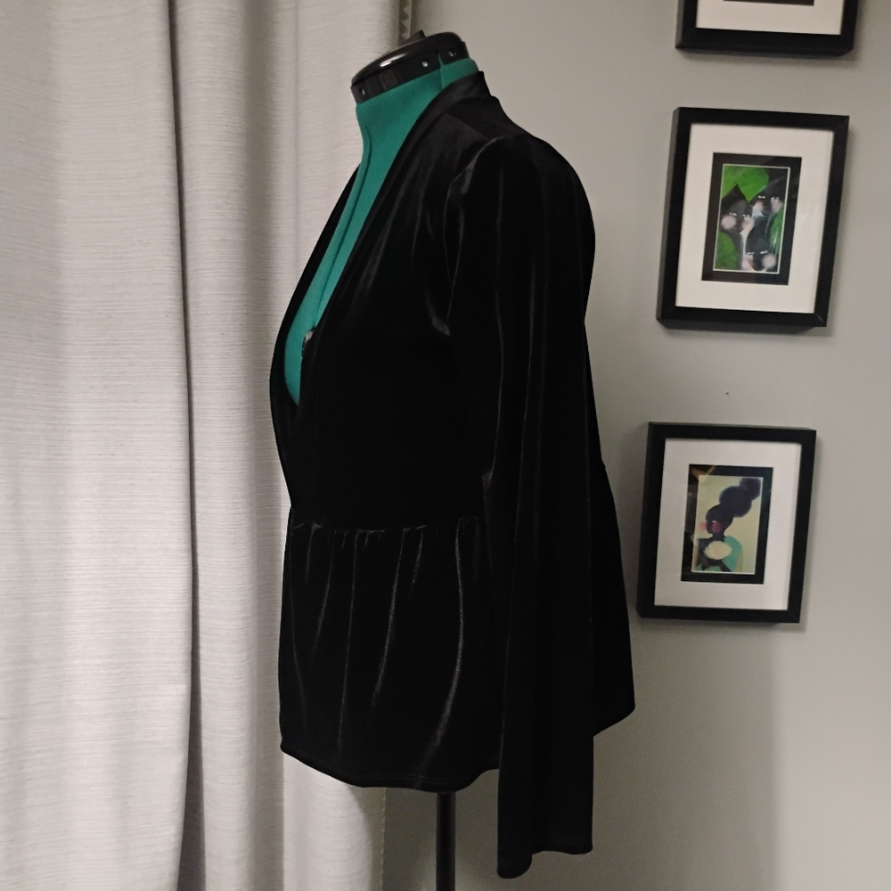 Modcloth Luxe The Part Soft Draped Black Velvet Blazer Sz M - Picture 8 of 16